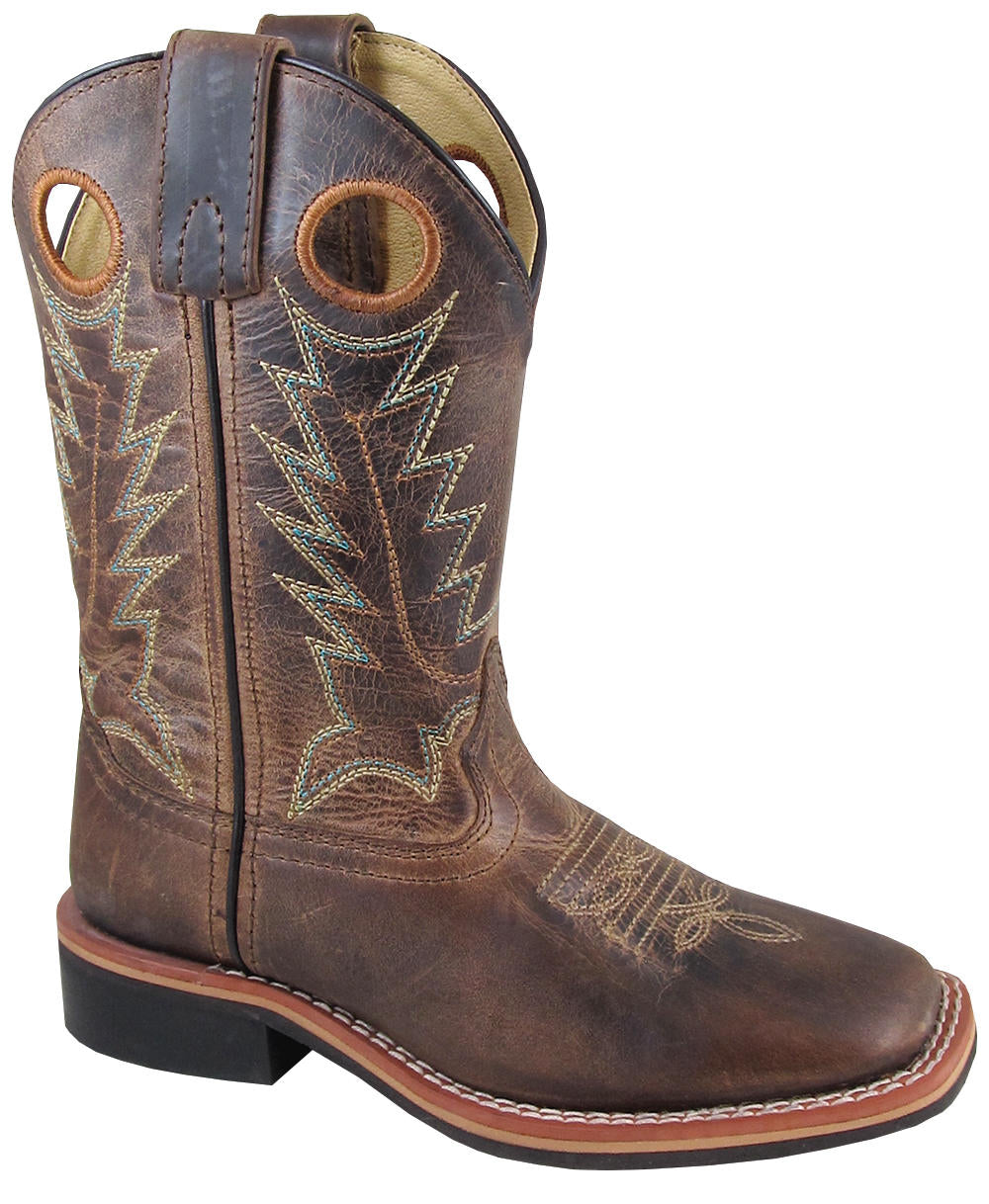 Pard's Western Shop Smoky Mountain Boots Waxed Distressed Brown Square Toe Jesse Boots for Youth