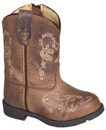 Pard's Western Shop Smoky Mountain Waxed Brown Hopalong Boots with Floral Stitching for Toddlers