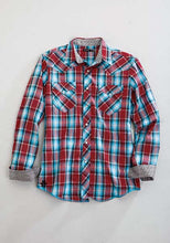Pard's Western Shop Men's Vintage Red/Blue Plaid Tin Haul Snap Western Shirt