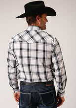 Roper Men's White/Black/Grey Plaid Western Snap Shirt