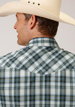 Roper Apparel Green/Blue/Cream Plaid Short Sleeve Snap Western Shirt for Men