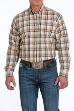 Pard's Western Shop Cinch Orange/Tan/Black Plaid Button-Down Shirt for Men