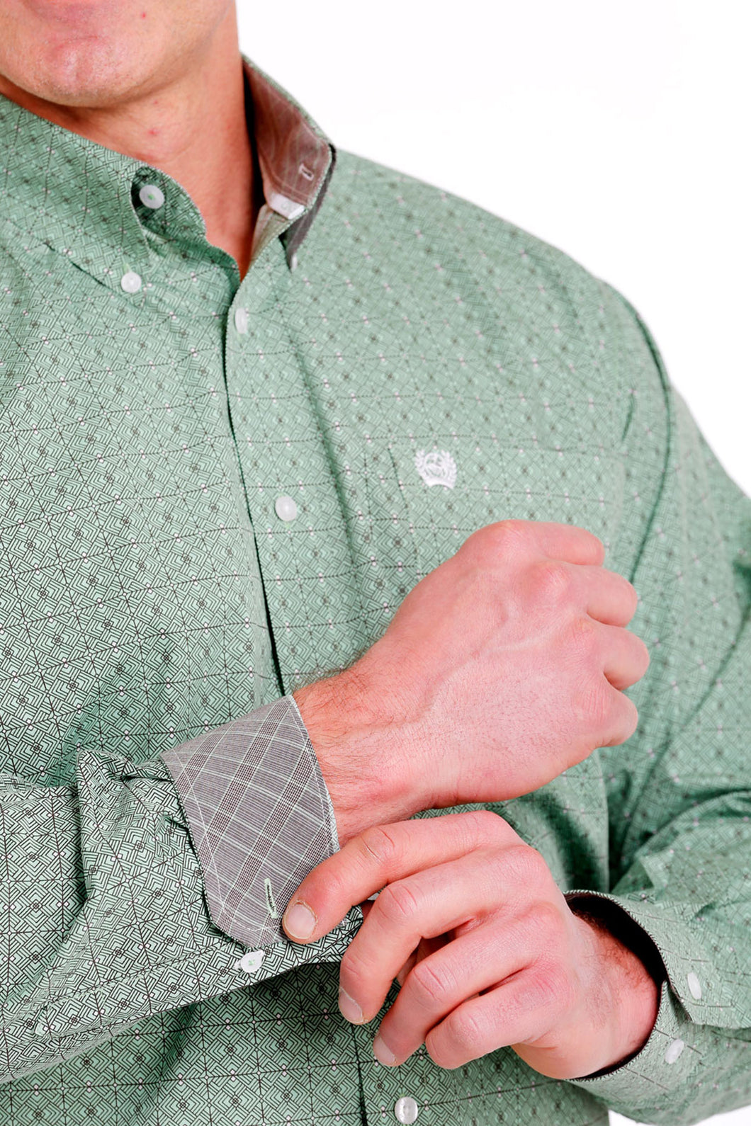 Cinch Green Geometric Print Button-Down Shirt for Men – Pard's