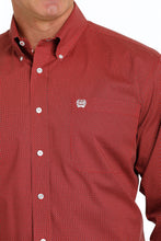 Cinch Men's Red/Black Micro Print Button-Down Stretch Shirt