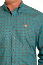 Cinch Men's Teal Geo Print Button-Down Shirt