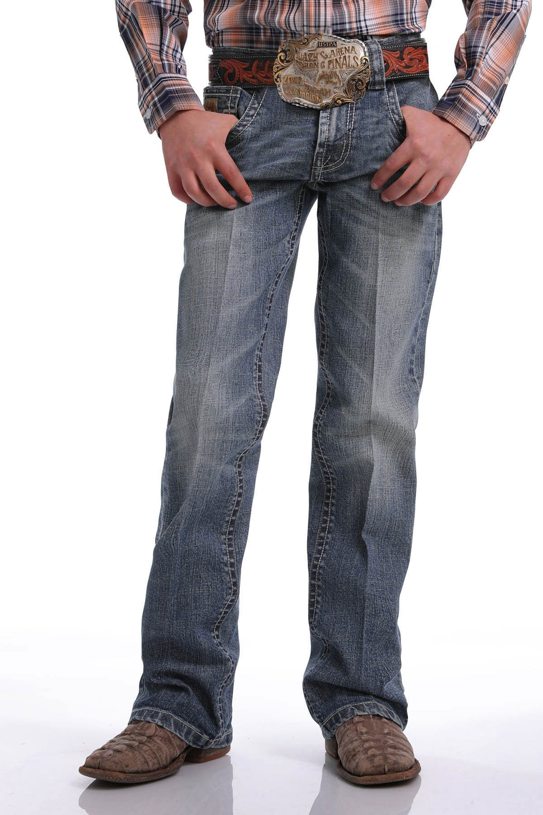 Pard's Western Shop Cinch Medium Stonewash Slim Fit Boot Cut Jeans for Boys