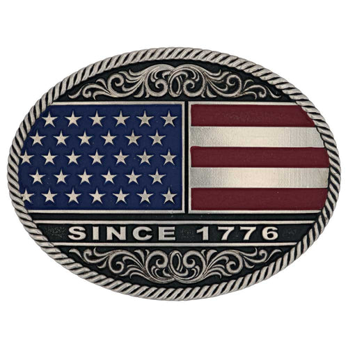 Pard's Western Shop Montana Silversmiths Circular American Flag Attitude Buckle
