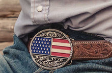 Montana Silversmiths Circular American Flag Attitude Buckle