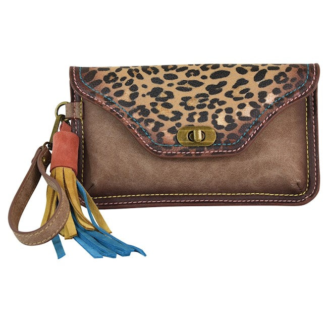 Pard's Western Shop CatchFly Brown Leopard Small Clutch with Wristlet Strap