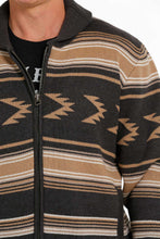 Cinch Charcoal/Tan Aztec Design Full Zip Sweater for Men