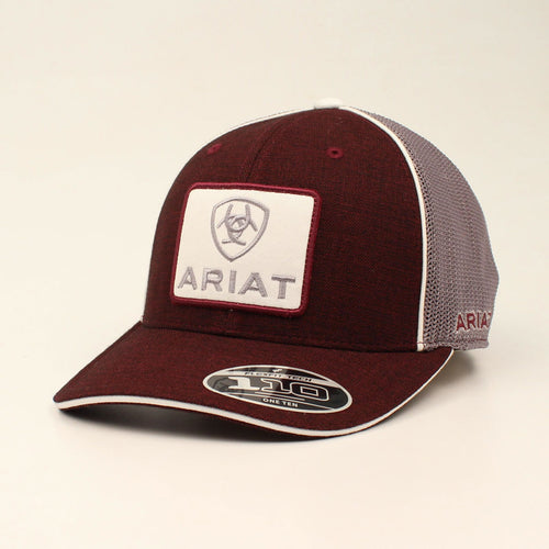 Pard's western Shop Ariat Men's Burgundy Large Logo Patch Ballcap