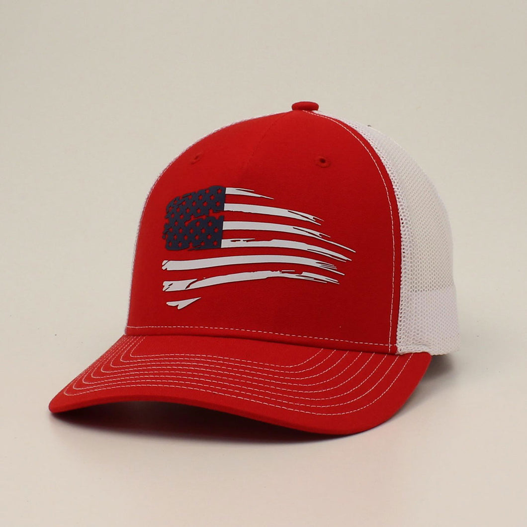 Pard's Western Shop Ariat Red/White Distressed Flag Snap Back Ballcap