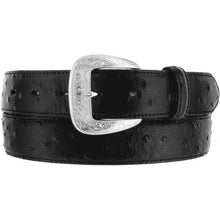 Tony Lama Black Ostrich Print Leather Belt