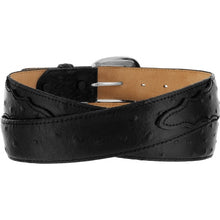 Tony Lama Black Ostrich Print Leather Belt