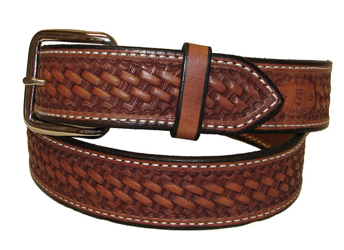 Texas Saddlery Natural Basket Stamped Belt