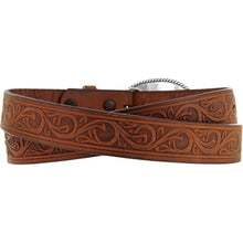 Justin Aged Bark Belt with Tooled Heart Buckle for Girls