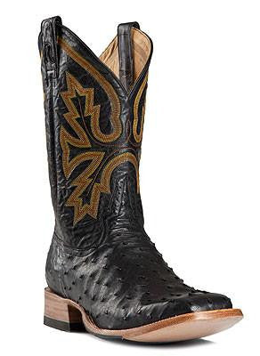 Rod Patrick Black Full Quill Ostrich Square Toe Boots