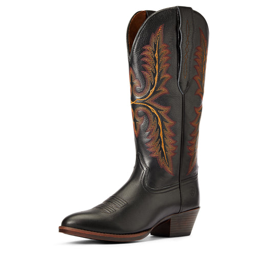 Pard's Western Shop Ariat Black Deertan Heritage R Toe with StretchFit Tops Western Boots for Women