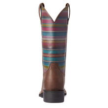 Ariat Brown Round Up Wide Square Toe Boots with Multi Colored Tops for Women