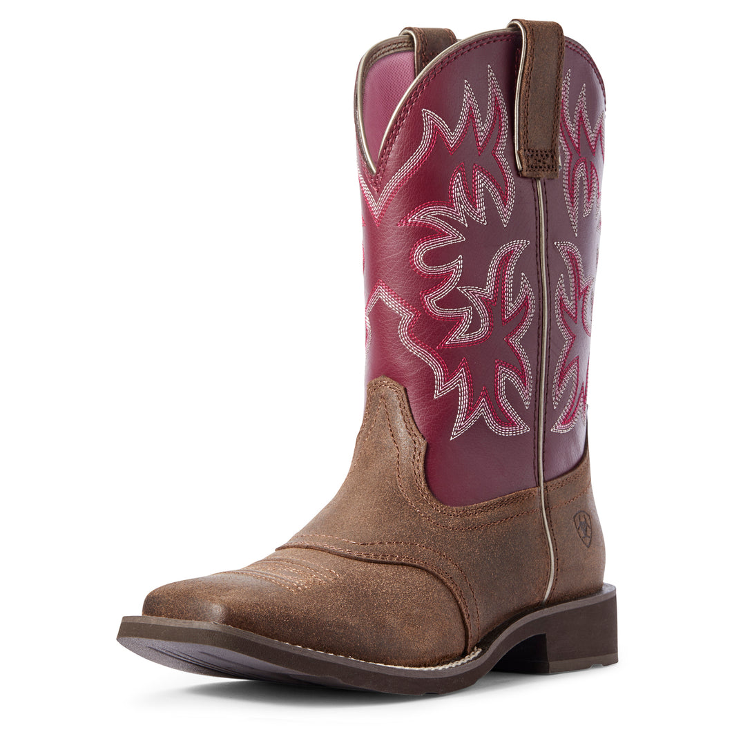 Pard's Western Shop Ariat Brown/Burgundy Delilah Square Toe Boots for Women